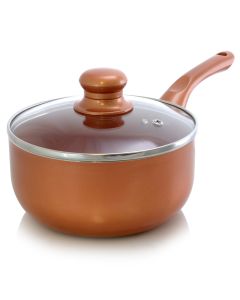 Better Chef 2 Qt. Copper Colored Ceramic Coated Saucepan with glass lid
